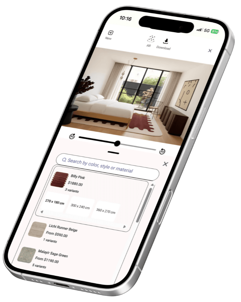 Mockup of Imersian UI on a mobile device