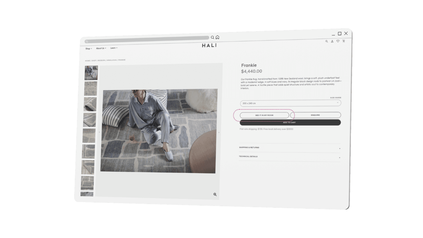 Hali's Imersian integration example in their shopify store