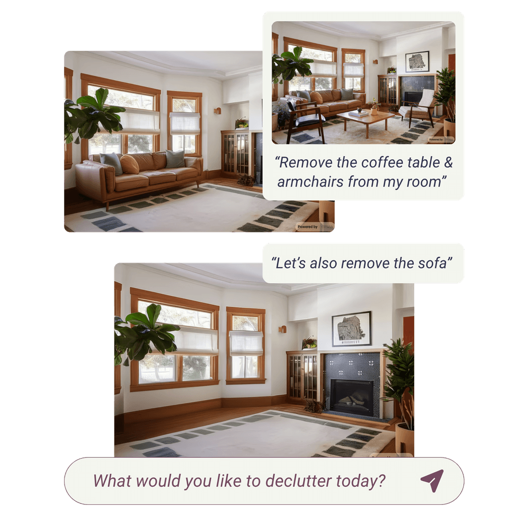 Ai chat style interface mockup depicting magic eraser